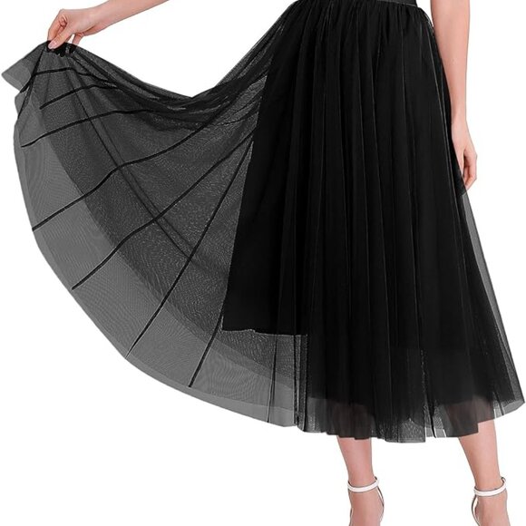 Mliyasan Elegant Black Tulle  Skirt - Picture 2 of 8